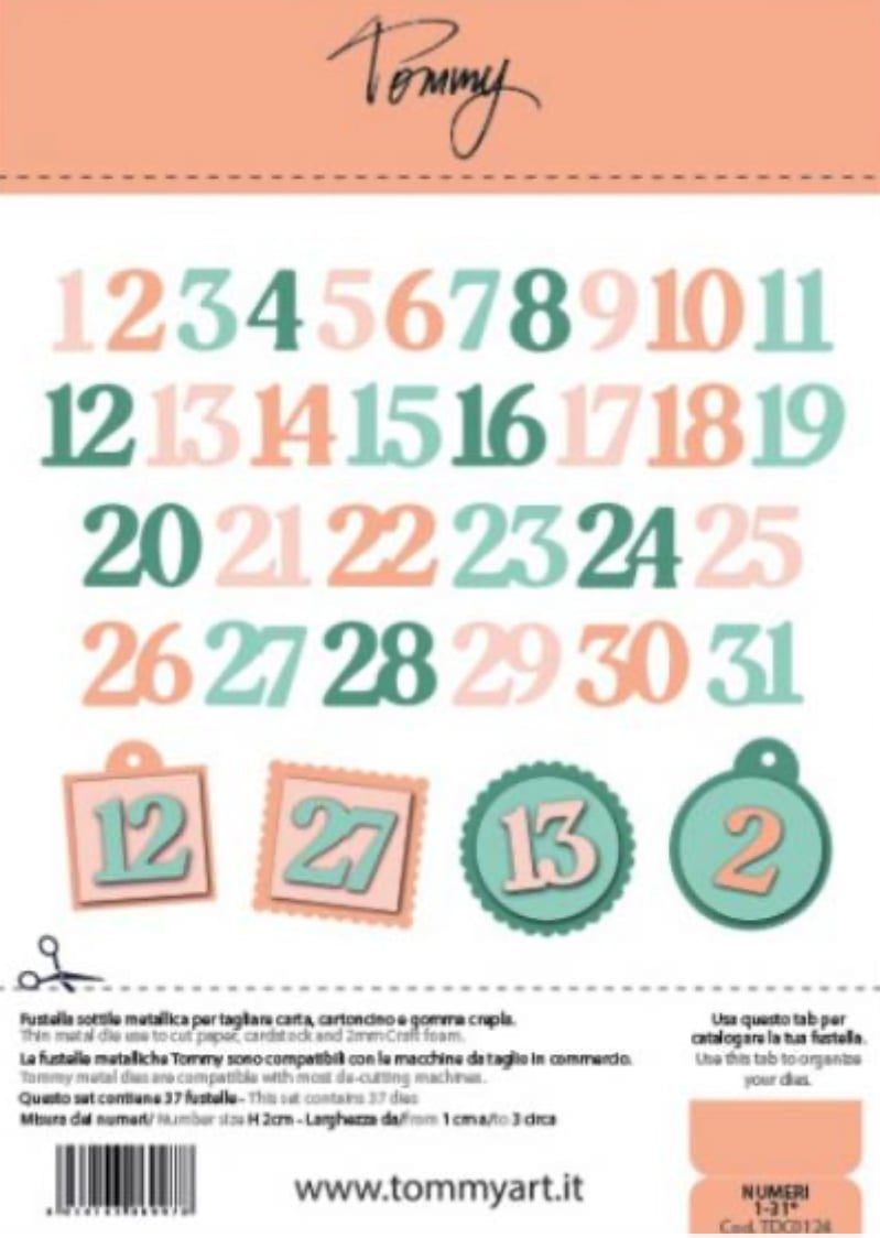 Fustella Sottile Tommy Numeri 1-31