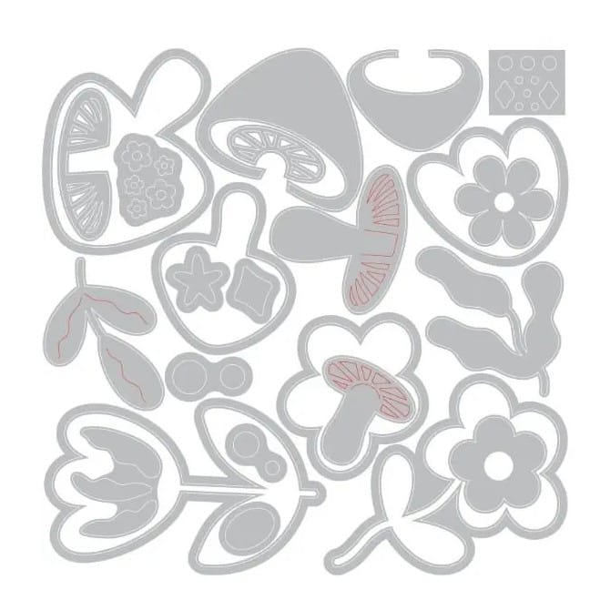 Fustella sottile Sizzix Fiori e Funghi 666965