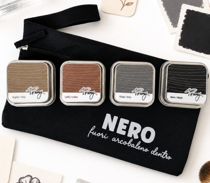 SET NERO – 4 tamponi inchiostro permanente + pochette Nera