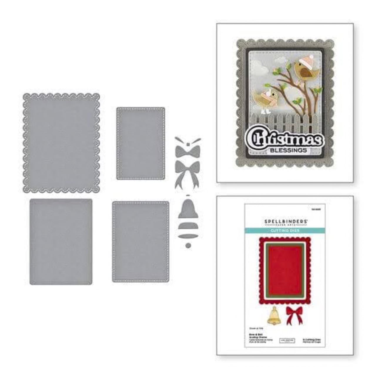 Fustella Sottile Fiocco Campana e Cornice Scallop